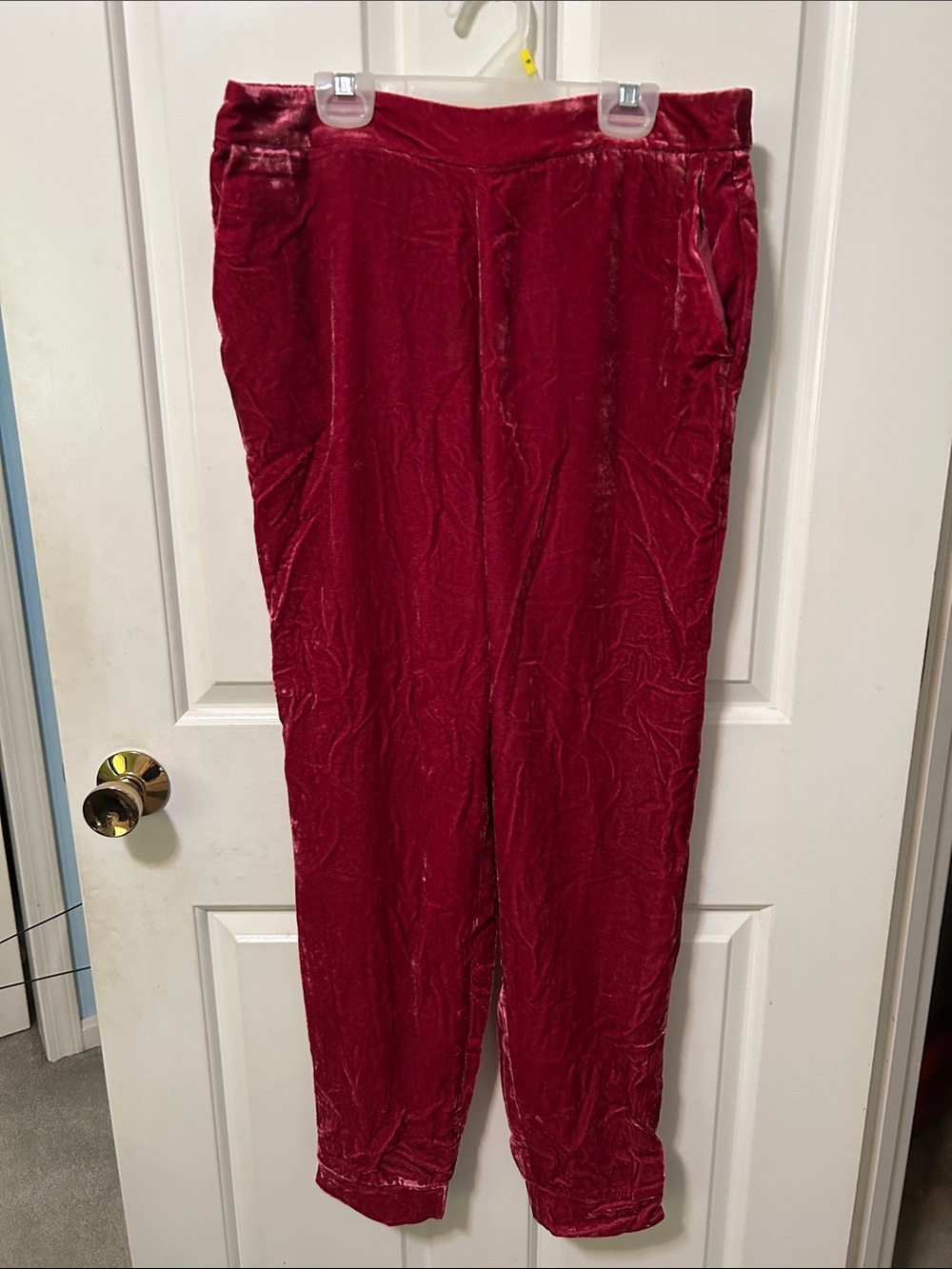 Boden Velvet Joggers trousers in Deep Wine Red size 8 New